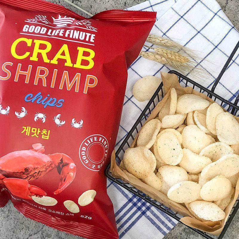 Korean Qulai Fu Garlic Flavor Crab Flavor Shrimp Chips 82G/Bag Internet-Famous Potato Chips Office Leisure Puff Snack