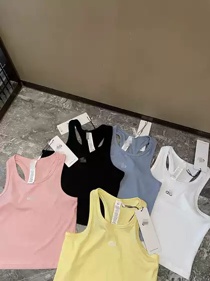 A*Oqeaios New Summer Style I-Shaped Threaded Sleeveless Short Vest for Fitness, Running, Yoga and Beautiful Back for Women