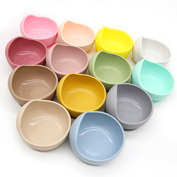 Cross-border children's silicone bowl with suction cup integrated molding sucker bowl drop-resistant feeding complementary food snail bowl maternal and child supplies