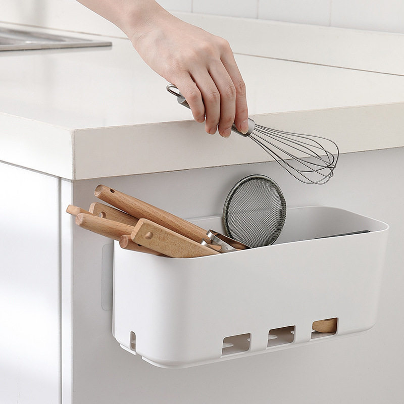 Kitchen Wall-mounted Storage Box Punch-free Cabinet Drawer Adjustable Box Sundries Storage Basket Washing Machine Cabinet Side Storage