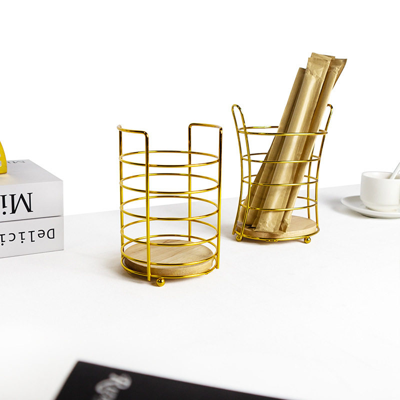 Wrought Iron New Style Light Luxury Chopsticks Basket Miscellaneous Tube Drain Storage Chopsticks Holder Chopsticks Cage Installation-Free Storage Rack Chopsticks