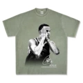 Washed army green short sleeves