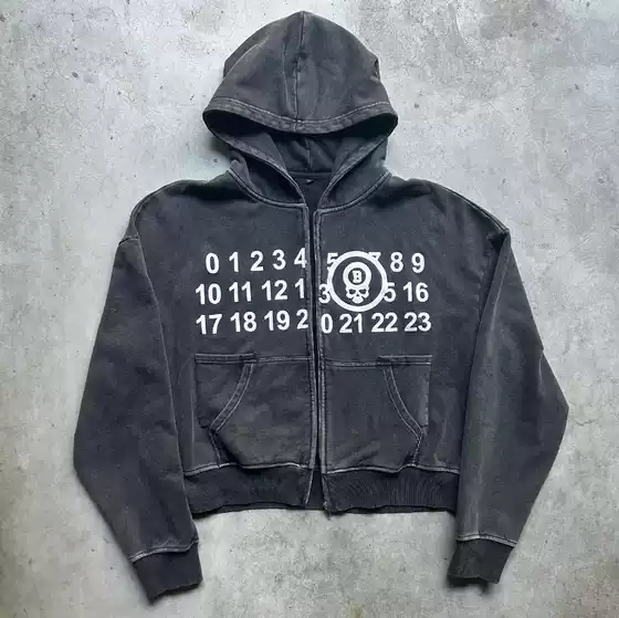 2025 New Cross-border American Retro Hip Hop Street Digital Printed Hooded Cardigan Jacket Sweatshirt for Men and Women