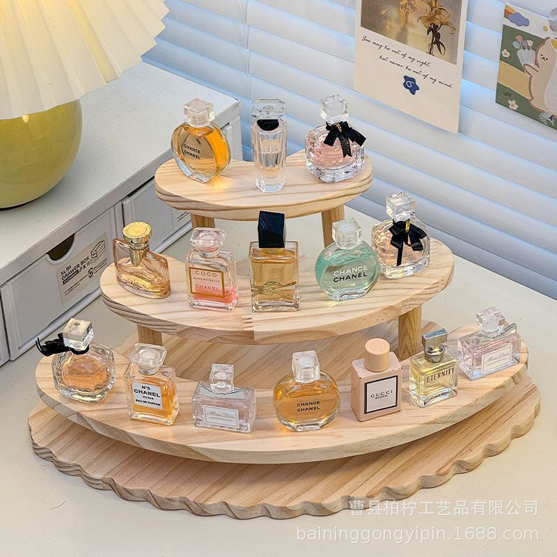 Solid Wood Ladder Shelf Simple Style Home Desktop Living Room Bedroom Perfume Blind Box Hand-Made Storage