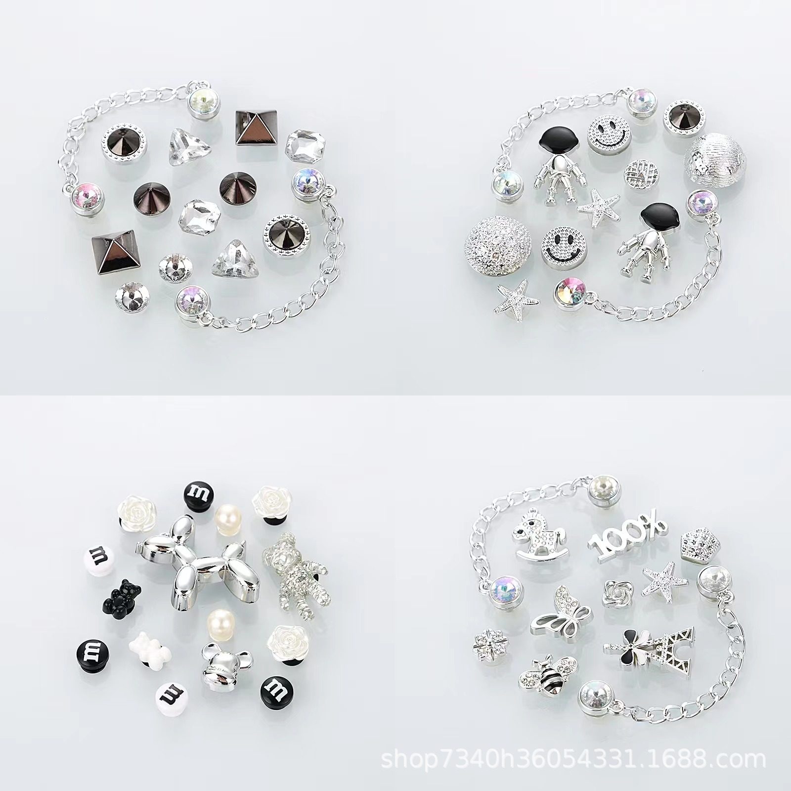 Hole Shoes Accessories DIY Butterfly Rhinestone Chain Hole Shoes Accessories Upper Decoration Shoe Buckle Buckle Cross Shoe Flower