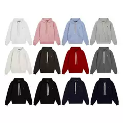 25 New Autumn and Winter High-Quality Rl Pony Embroidered Casual Versatile Solid Color Pullover Hooded Sweatshirt Jacket for Men and Women