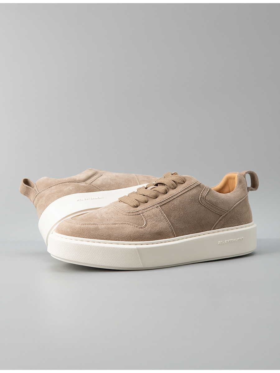 Giày sneaker nam da lộn cao cấp phong cách old money, đế dày giảm chấn — Màu be, Màu cà phê