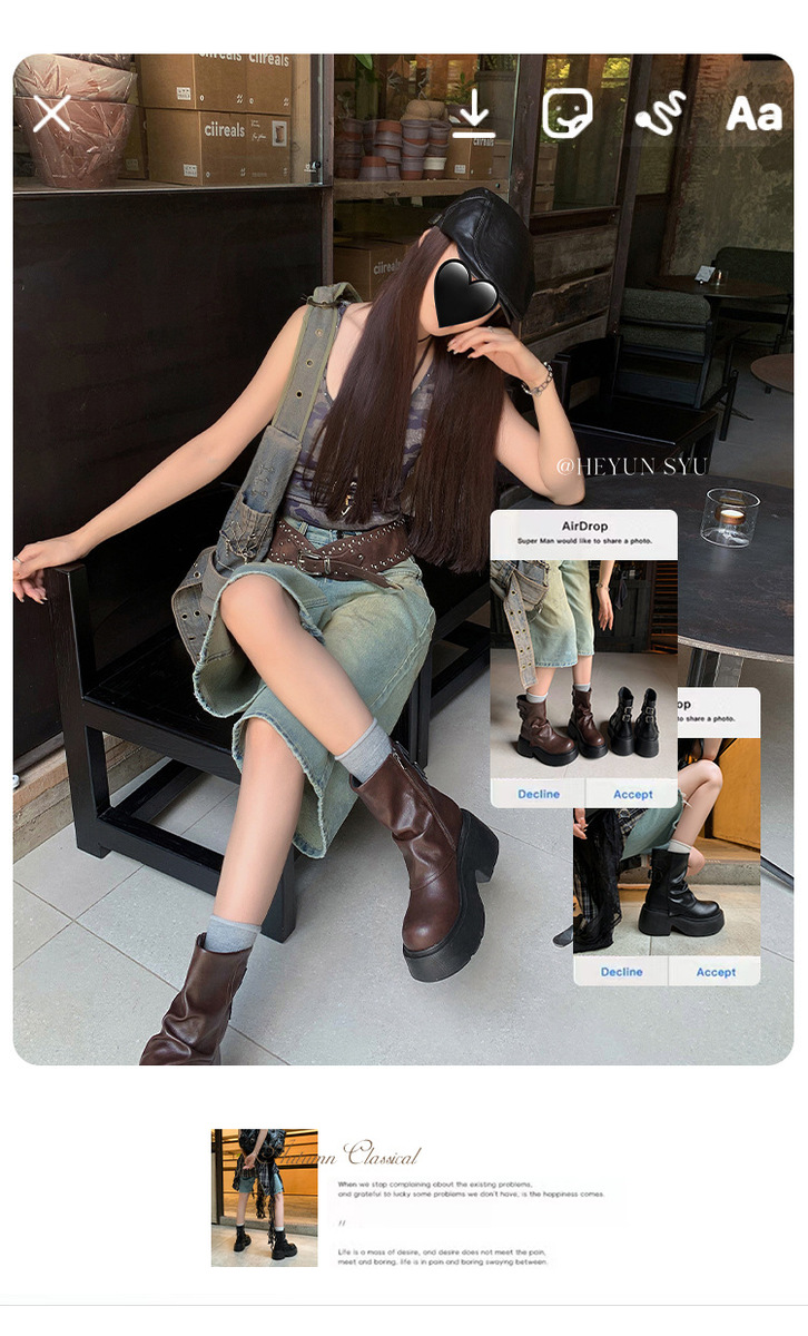 Boot nữ da bò cổ thấp gót xuồng khóa kéo bên hông — Lớp lót đơn màu đen, Lớp lót đơn màu nâu, Lót nhung đen, Lót nhung màu nâu