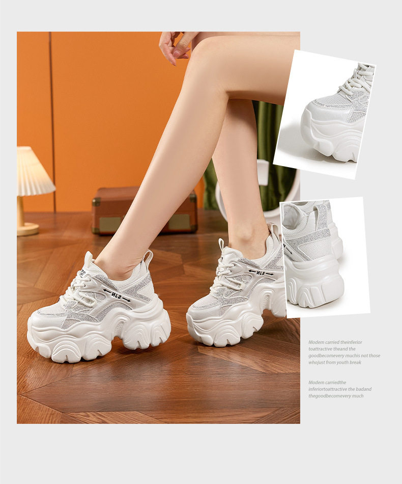 Sandal cao gót nữ hở mũi đế dày 10 cm phong cách mới hè 2025 — Trắng, Bạc chi tiết 2