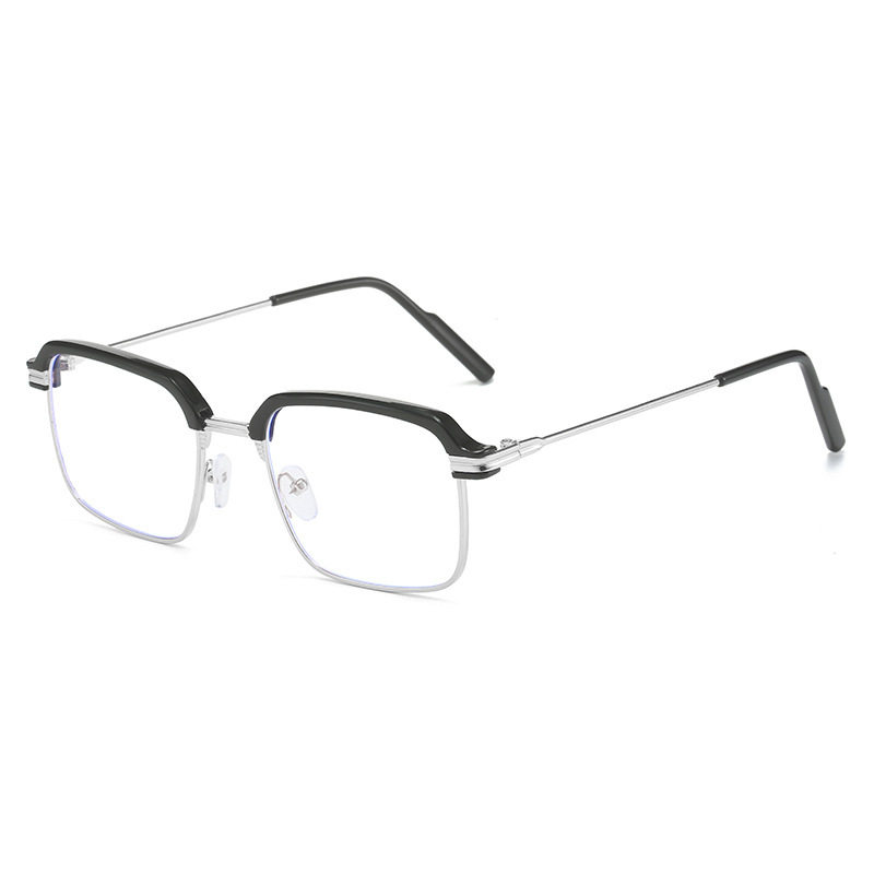 Anti-blue light metal fashion reading glasses men's business simple glasses frame retro half frame color changing flat mirror wholesale