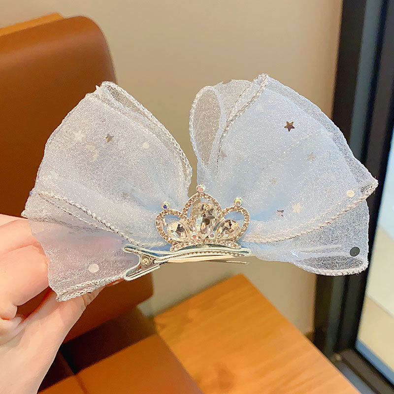 儿童皇冠头饰蝴蝶结发夹宝宝甜美立体王冠顶夹女童公主高颜值发饰
