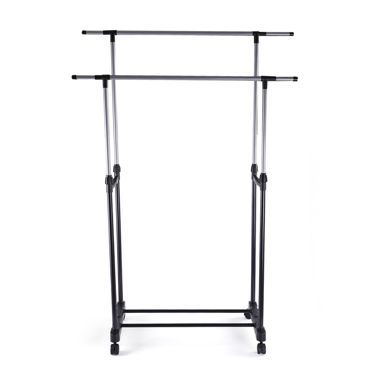 Iron Double-Pole Clothes Drying Rack Indoor Balcony Floor-Standing Clothes Rack Liftable Balcony Clothes Drying Rack Clothes Drying Rack Convenient