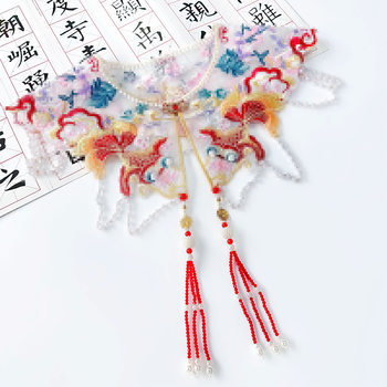 Chinese Style Heavy Embroidery Goldfish Pearl Tassel Pendant Cloud Shoulder Hanfu Accessory Decorative Fake Collar Shawl Cloud Shoulder