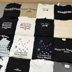 Margiela Style Hooded Sweatshirt Casual Heavy Embroidered Inverted Letters Mm6 Loose Couple Autumn and Winter Tops Trendy
