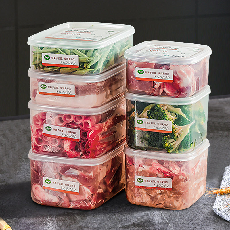 Crisper Box Rectangular Thickened Plastic Refrigerator Storage Box Microwaveable Frozen Food Sealed Sample Retention Box Commercial