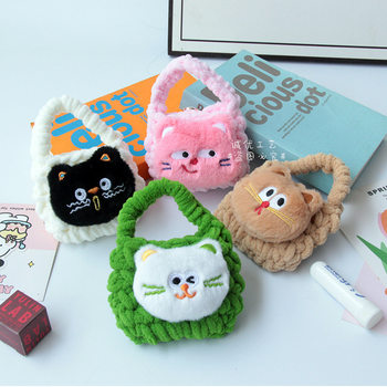 Finished Cute Cat Handmade Braided Earphone Bag Children Coin Purse Bluetooth Headset Protection Mini Storage Bag