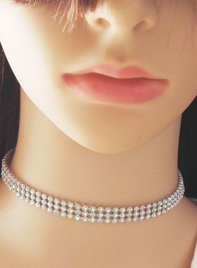 欧美夜店风蹦迪满钻束颈项链超闪choker束颈元素项链锁骨链饰品