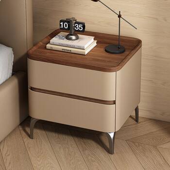 Solid Wood Bedside Table Modern Simple 2025 New High-End Accessible Luxury Bedroom Home Storage Leather Bedside Table