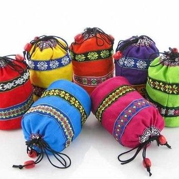 Wholesale Yunnan Ethnic Style Drawstring Small Bag Seven-Color Small Cloth Bag Coffee Bag Tea Bag Coin Bag Candy Bag