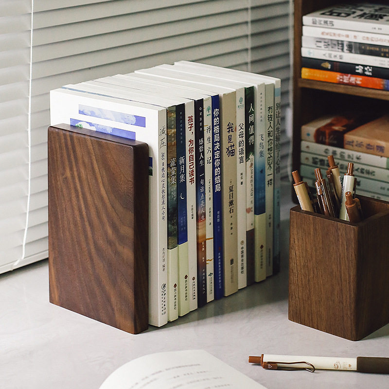 Thickened Solid Wood Bookend Black Walnut Bookend Bookend Clip Simple Bookshelf Book Clip Student Standing Bookshelf Bezel