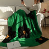 INS Korean Style Designer Sunflower Class A Half-side Velvet Knitted Blanket Sofa Office Nap Blanket Autumn and Winter