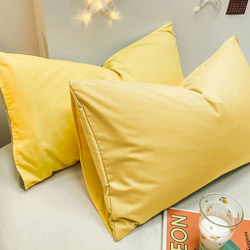 Winter New Solid Color Washed Cotton Brushed Pillowcases, Stain-Resistant, Set of Two, Ultra-Soft Plain Color Mix and Match