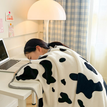 Ins Milk Velvet Blanket Thickened Flannel Nap Blanket Multifunctional Lunch Break Blanket 2024 Portable Home Shawl Blanket