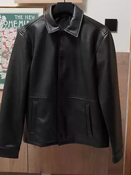 Men's Off-White Black Army Green Single-Breasted Imitation Leather Jacket Pu Jacket Simple Jacket Work Style
