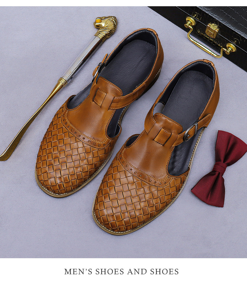Sandal da nam bít mũi cổ điển khóa cài thoáng khí — Màu nâu, Màu đen