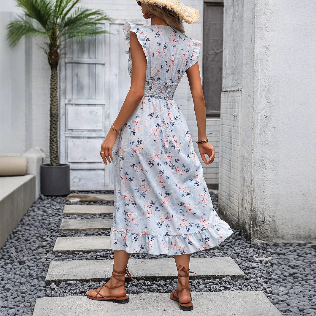 Floral Print Dress Fresh and Sweet Design Perfect for Spring Summer Occasions Wholesale Available