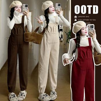 Maternity Overalls 2025 Plus Size Set Autumn Maternity Wear Petite Autumn and Winter Outerwear Fleece Pants Overalls
