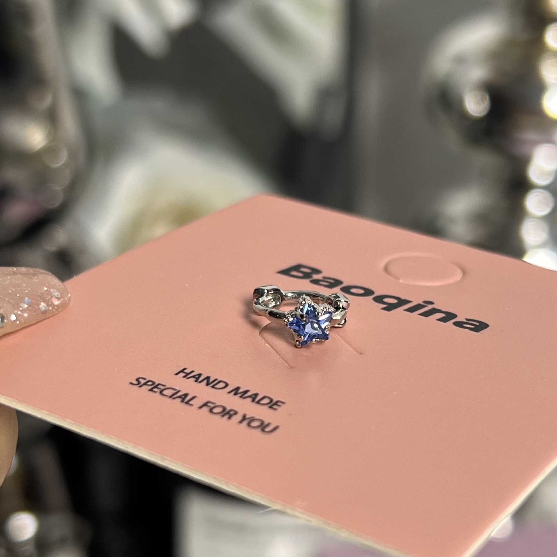 967 ブルー五芒星イヤーボーンバックル（シングル）