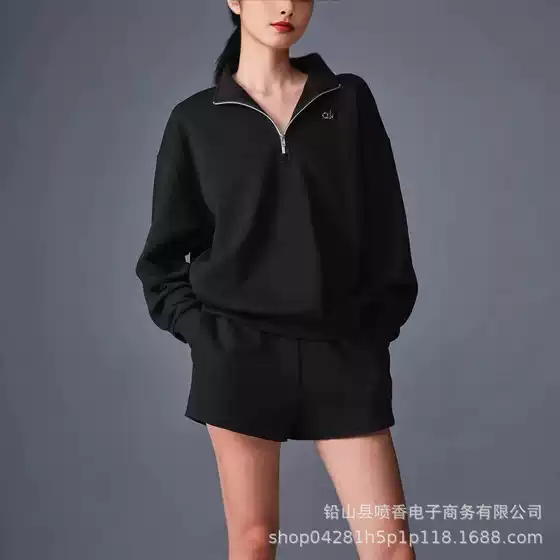 Correct Version of Alo's A10 Cross-Border Autumn and Winter Sports Hooded Crewneck Sweatshirt, Standard Loose Fit, Unisex Sweatshirt