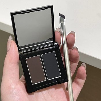 Gellas Two-color Eyeliner Powder Velvet Fog Eyebrow Powder Color Natural Eyeliner Powder Lasting and Not Sizzing Suitable for Novice