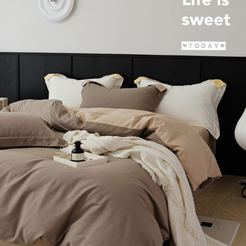 Autumn and winter thickened long-staple cotton 100S sanding color matching four-piece cotton thickened four-piece cotton bed sheet