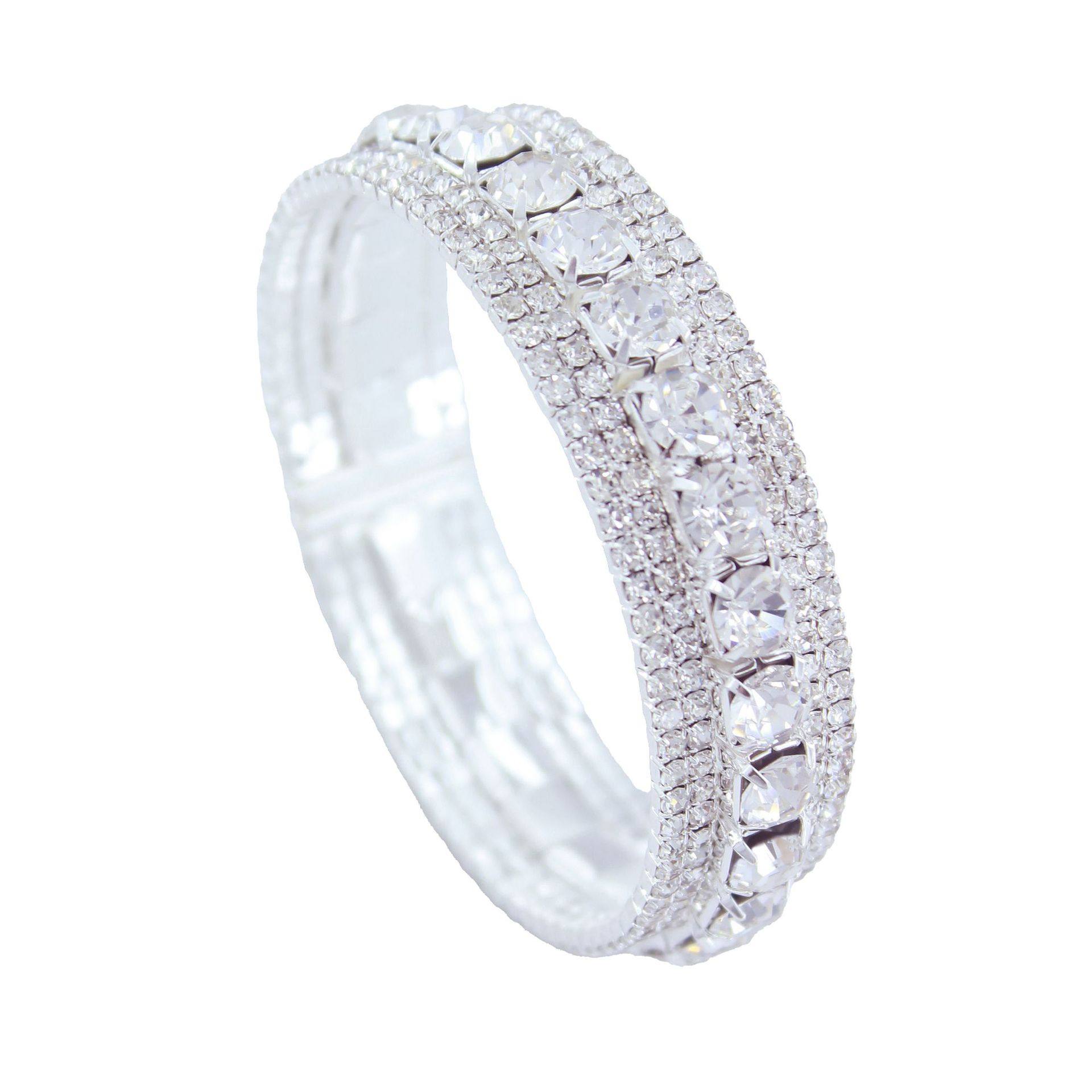 Factory Direct Sale of New Products with an Exaggerated Design, Full Diamond Open Bracelet, Cross-Border European and American 5-Row Rhinestone Jewelry Wholesale