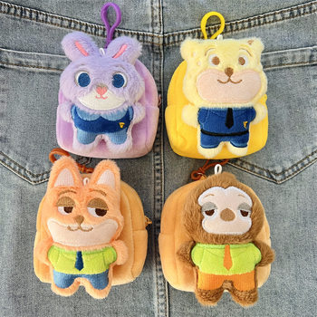 Cute Zootopia Backpack Stuffed Coin Purse with Keychain Hanging Bag Can Store Mini Small Bag for Women