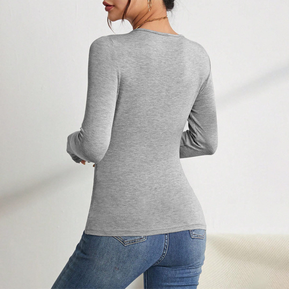 Womens Slim Fit Square Neck T Shirt Minimalist Design Versatile Style Spring Summer Essential Wholesale Available