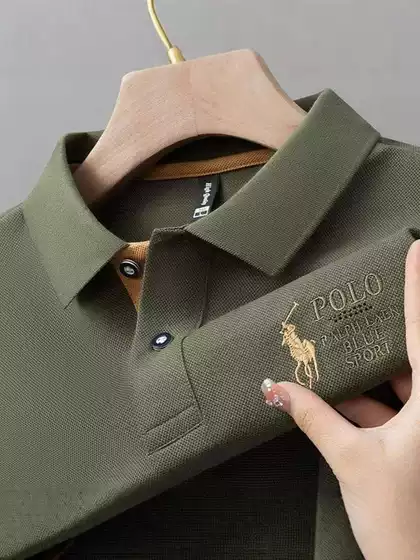 Casual Business Lapel Dad Wear Cross-Border Export Wholesale Popular Trendy Brand Tops Short-Sleeved Embroidered Polo Shirts for Men