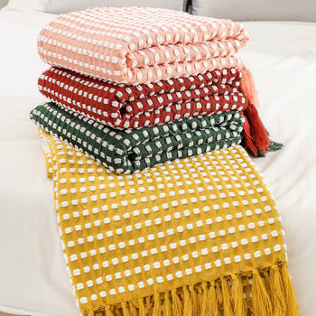 Chenille Knitted Blanket Office Summer Thin Blanket Sofa Blanket Bean Blanket Air-conditioning Blanket Bed End Blanket Woven Blanket