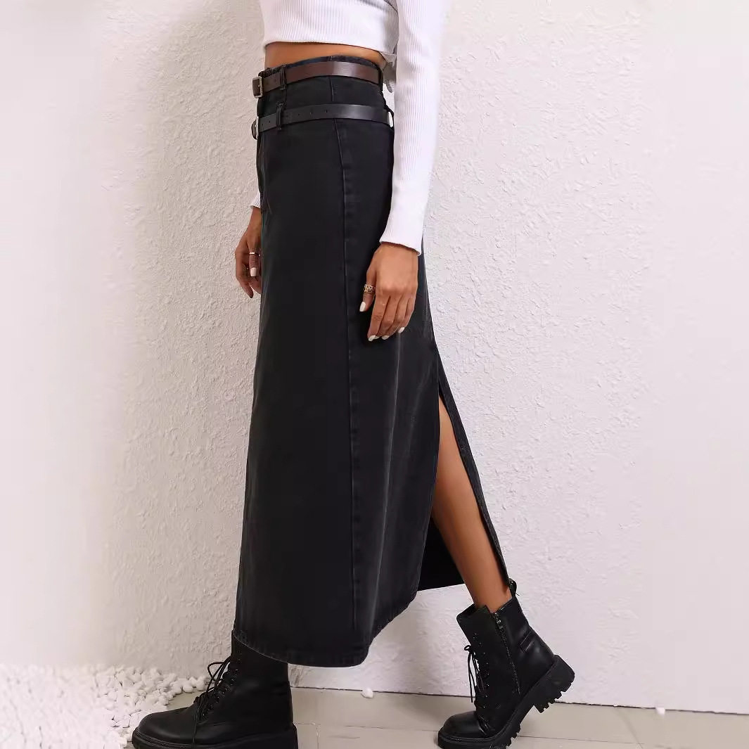 A Line Denim Skirt Comfortable Slim Fit Versatile Casual Wear for Women Wholesale Available