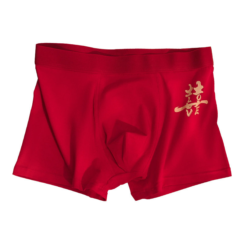 Red underwear for men and women couple's birth year happy red wedding festive New Year 2024 new briefs boxer