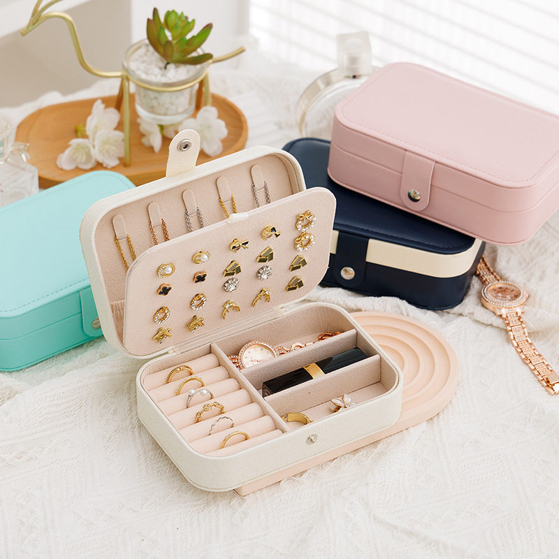 Cross-border simple portable jewelry box travel jewelry storage bracelet jewelry earrings storage jewelry box in stock wholesale