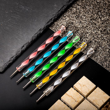New nail art Gree point drill pen spiral rod double-headed dual-use painting color point pen Crystal Rod 5 Pack