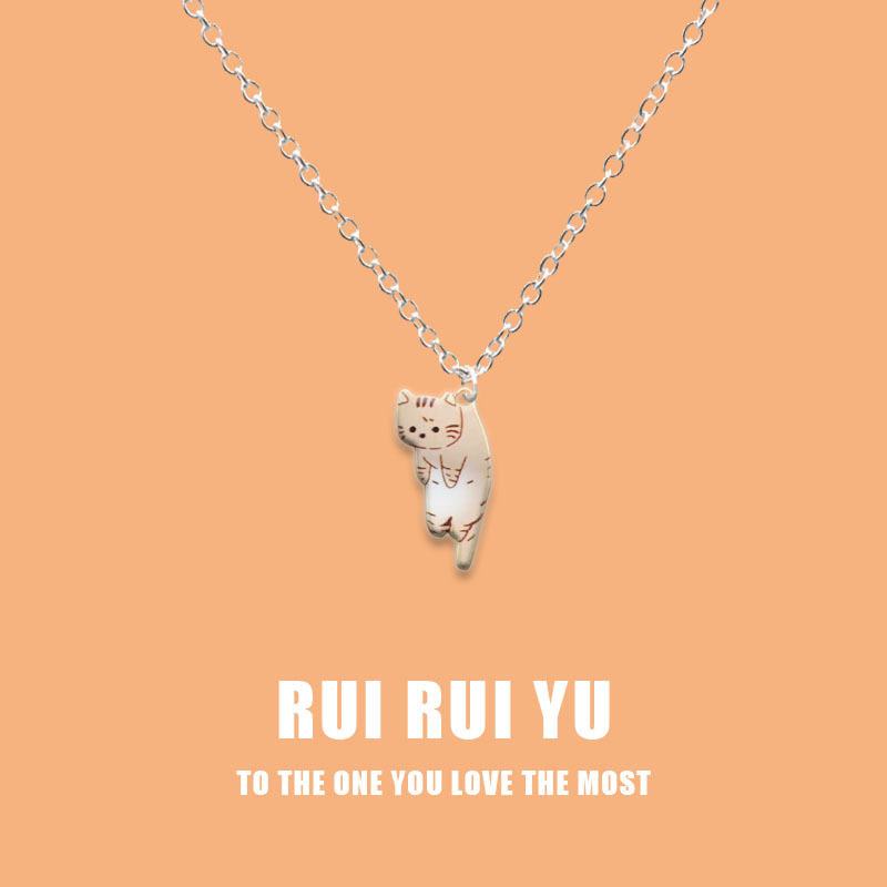 Cute Cartoon Cute Hanging Cat Necklace Black Cat Printed Cat Brown Cat Siamese Cat Couple Girlfriend Gift Creative