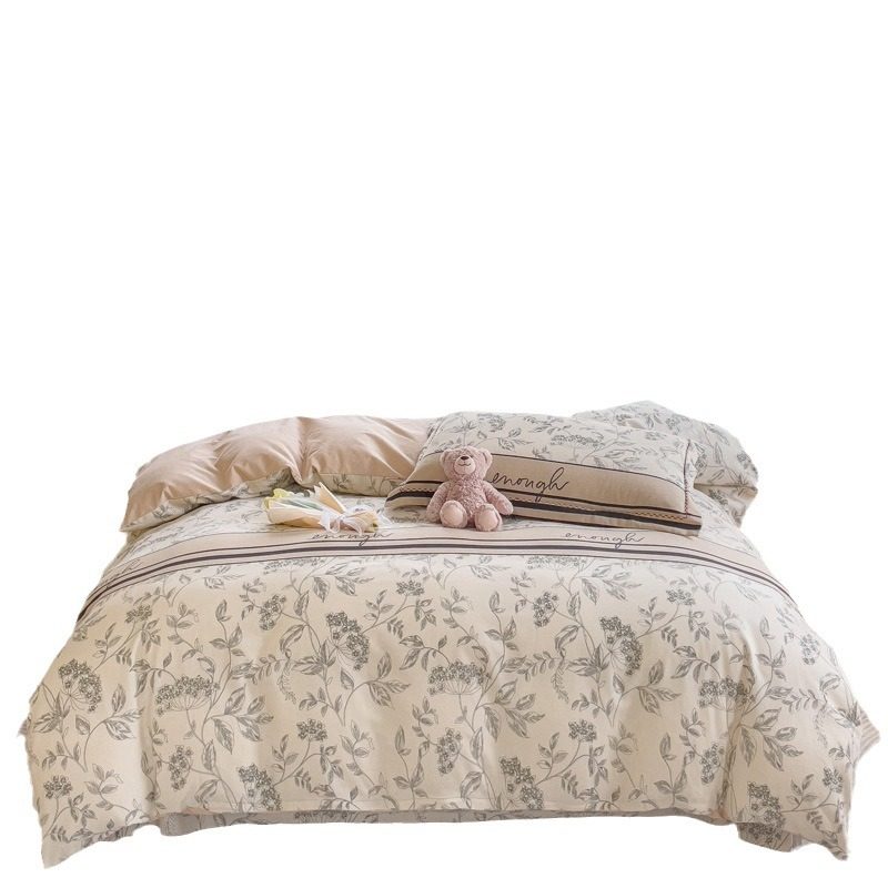 Thickened Cotton Sanding Four-piece Set 100 Cotton Ecological Sanding Printing Four-piece Set Cotton Bedding for Autumn and Winter