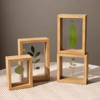 Specimen photo frame double-sided transparent glass leaves dried flower plant table cross-border factory direct Amazon wholesale