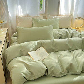 Light luxury 60 pure cotton four-piece set solid color long staple cotton class a 100 cotton hotel home textile Nantong wholesale