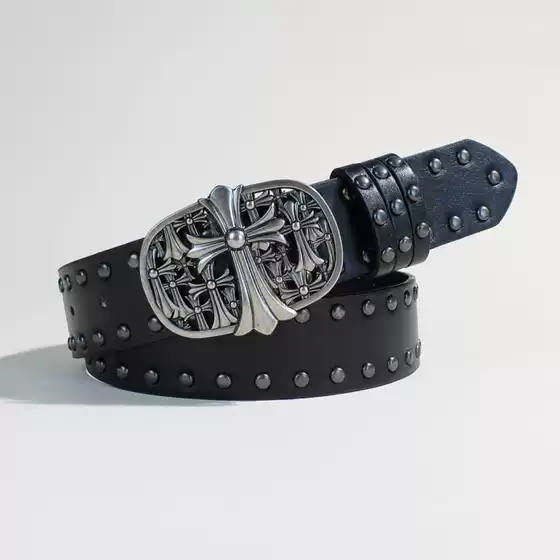 Western European and American Foreign Trade Punk Gun Color Rivet Belt for Men with a Unique Design, Versatile and Fashionable Futuristic Style Belt for Women