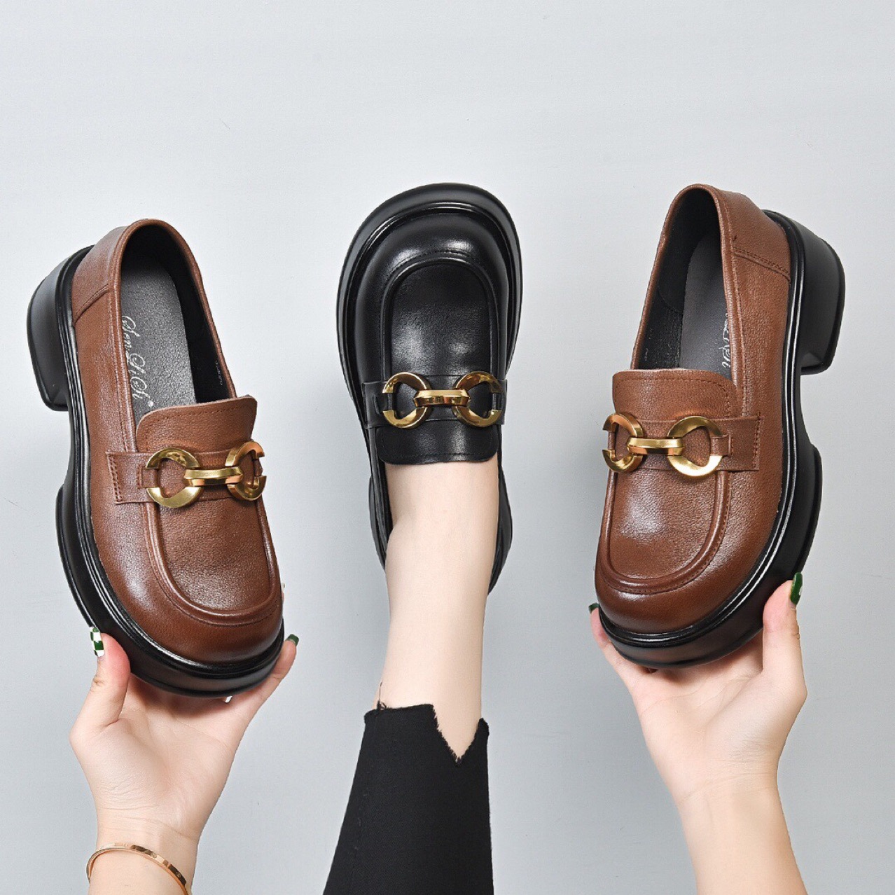 (Mới) Mã D6943 Giá 1440K: Giày Cao Gót Nữ Toopan Gót Vuông Hàng Mùa Xuân Thu Đông Đế Cao Giày Dép Nữ Chất Liệu Da Bò G04 Sản Phẩm Mới, (Miễn Phí Vận Chuyển Toàn Quốc).